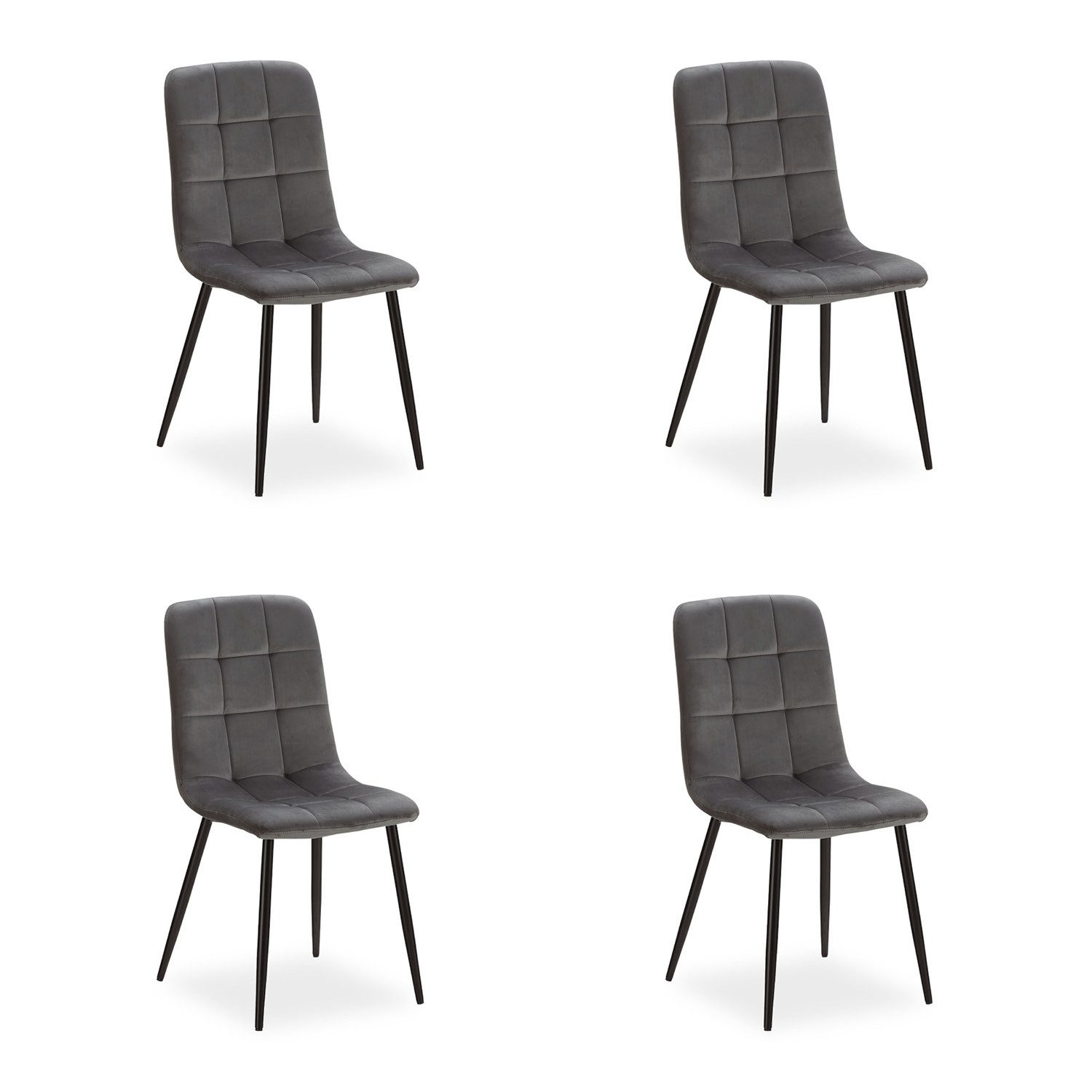 Homestyle4u Esszimmerstuhl 4er Set in Anthrazit Samt 2328 günstig online kaufen