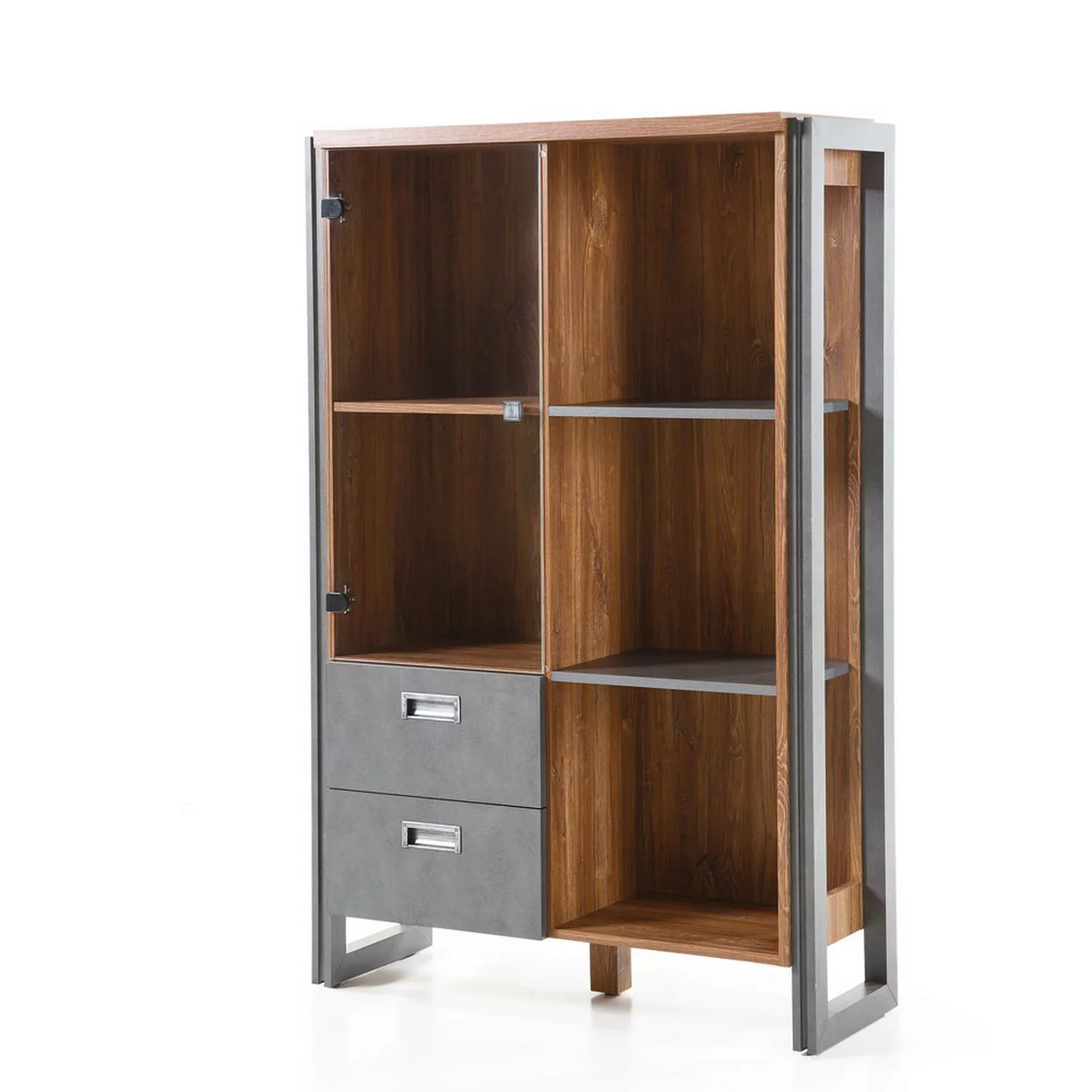 Lomadox Highboard DALLAS-61 im Industrial Stil in Stirling Oak Nb. und Abse günstig online kaufen