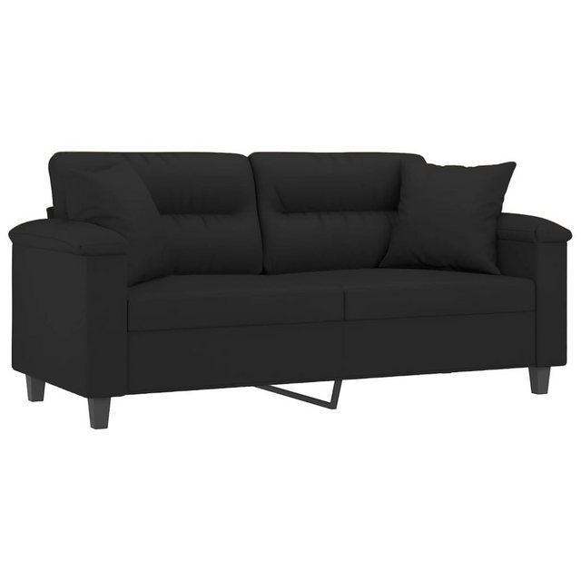 vidaXL Sofa 2-Sitzer-Sofa mit Kissen Schwarz 140 cm Mikrofasergewebe günstig online kaufen