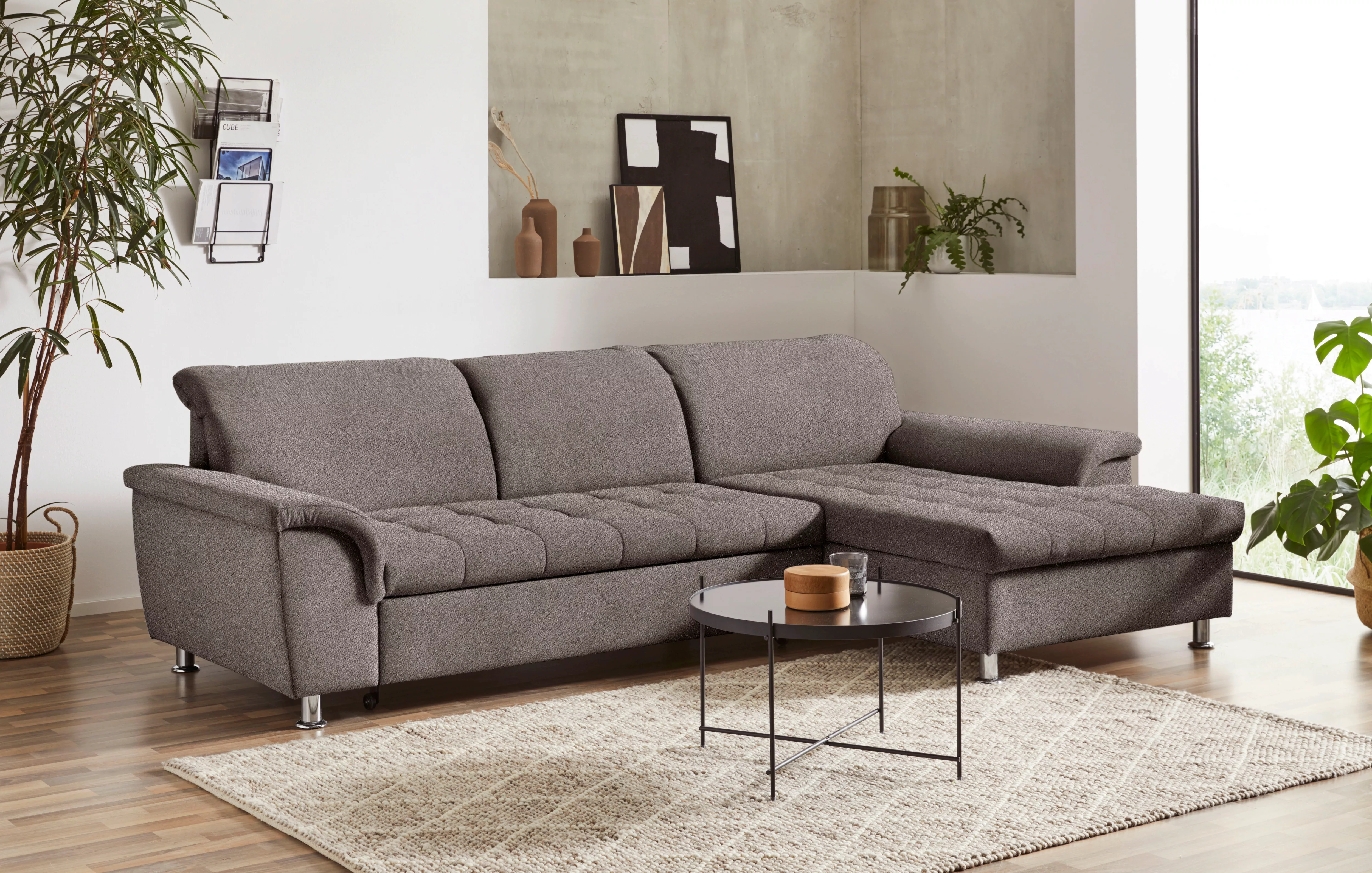 DOMO collection Ecksofa "Franzi, zeitlos und elegant, moderne Sitzheftung, günstig online kaufen