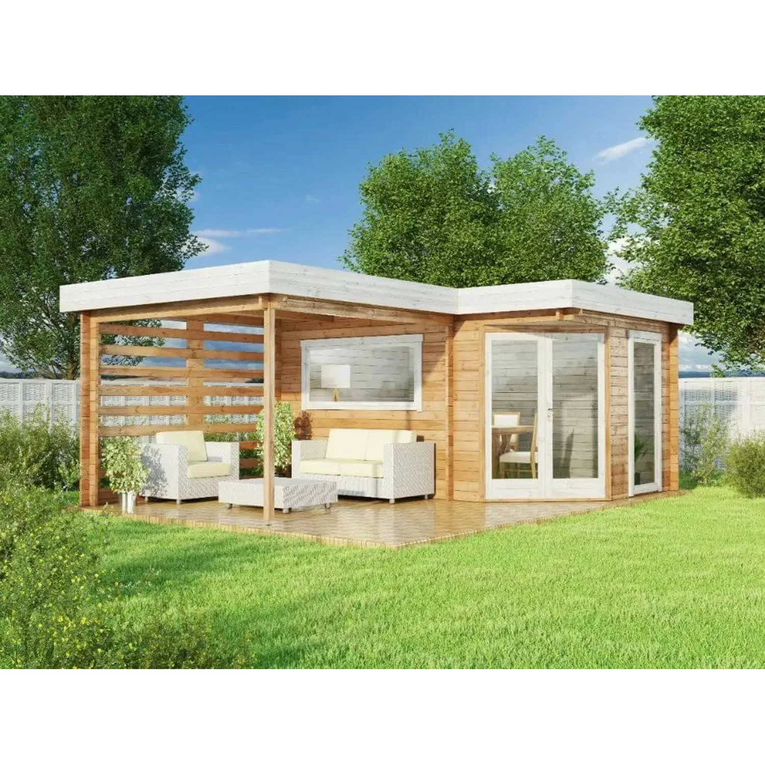 Alpholz Holz-Gartenhaus Pepe Optima Flachdach Druckimprägniert 578 cm x 422 günstig online kaufen