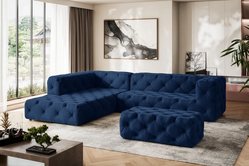 Places of Style Ecksofa "FOLLINA", L-Form, mit klassischer Chesterfield-Kno günstig online kaufen
