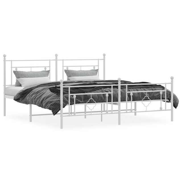 vidaXL Bett Bettgestell mit Kopf- und Fußteil Metall Weiß 180x200 cm günstig online kaufen