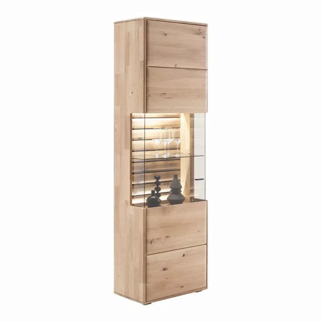 Lomadox Vitrine GALWAY-05 Vitrinenschrank mit Beleuchtung, Eiche massiv geö günstig online kaufen