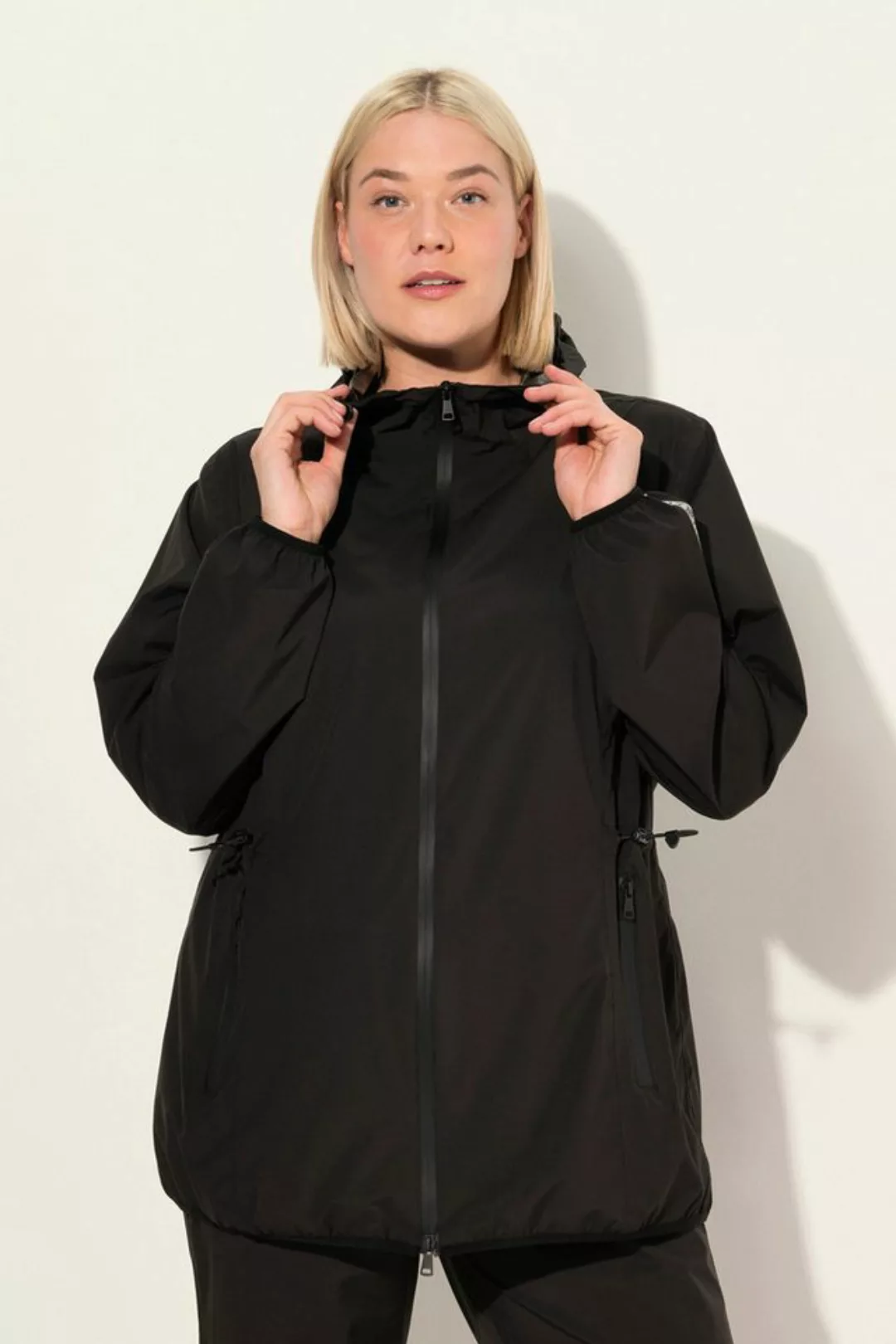 Ulla Popken Funktionsjacke Regenjacke leicht Kapuze 2-Wege-Zipper wasserdic günstig online kaufen