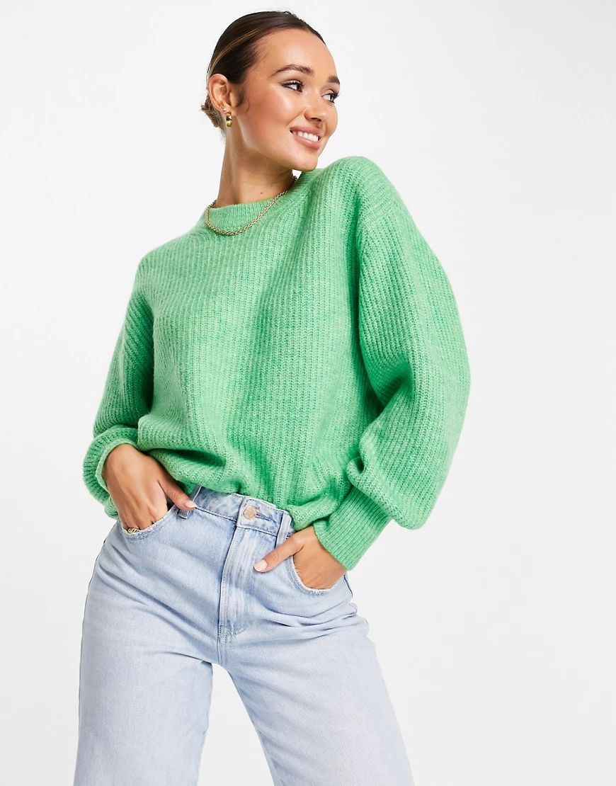 ASOS DESIGN – Gerippter Pullover aus flauschigem Garn mit Rundhalsausschnit günstig online kaufen