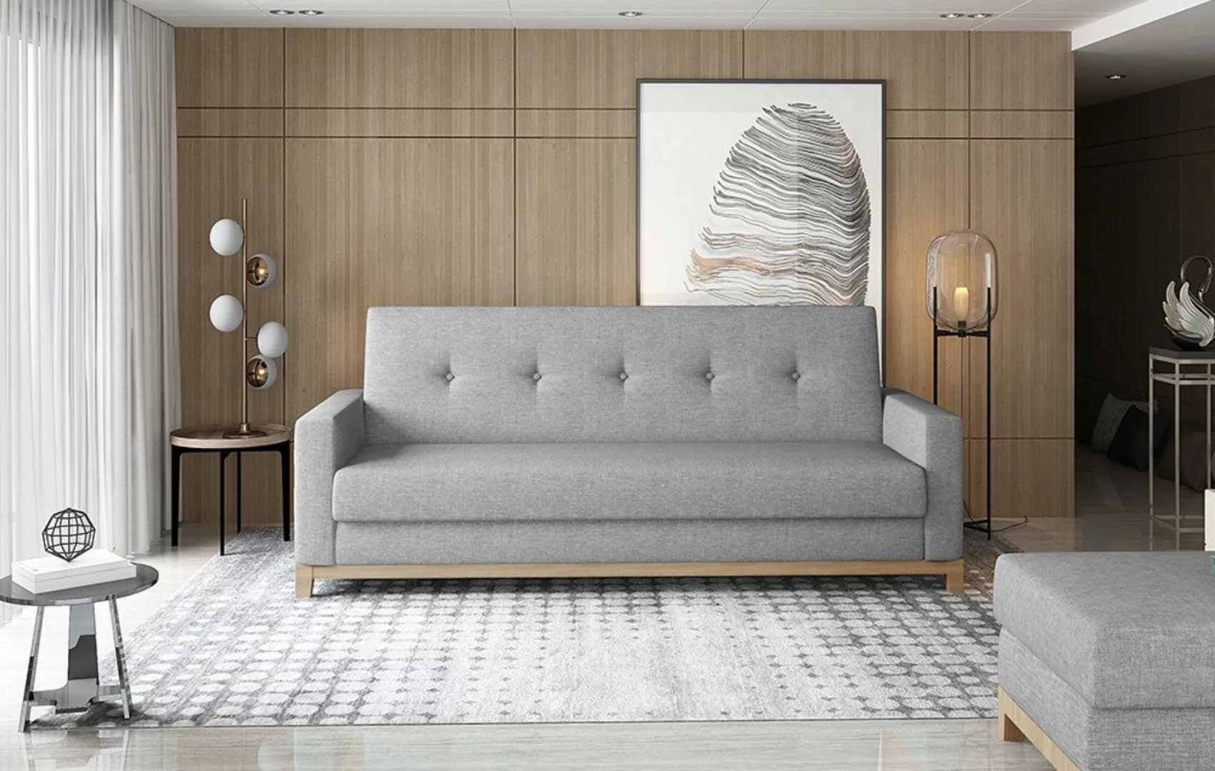 Home Collective Sofa 3-Sitzer Dreisitzer Schlafsofa, Holzbeine und Gestell günstig online kaufen