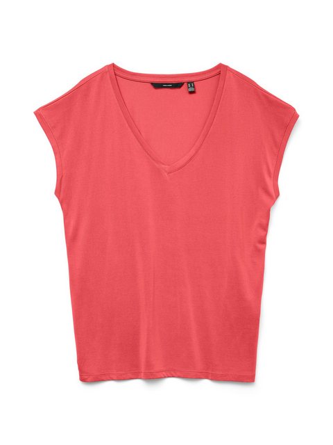 Vero Moda T-Shirt Basic Stretch T-Shirt V-Neck VMFILLI 5282 in Coral Pink günstig online kaufen