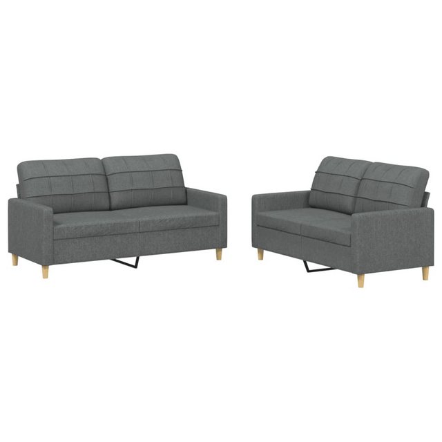 vidaXL Sofa Sofagarnitur mit Kissen Stoff, Standard, Dunkelgrau günstig online kaufen