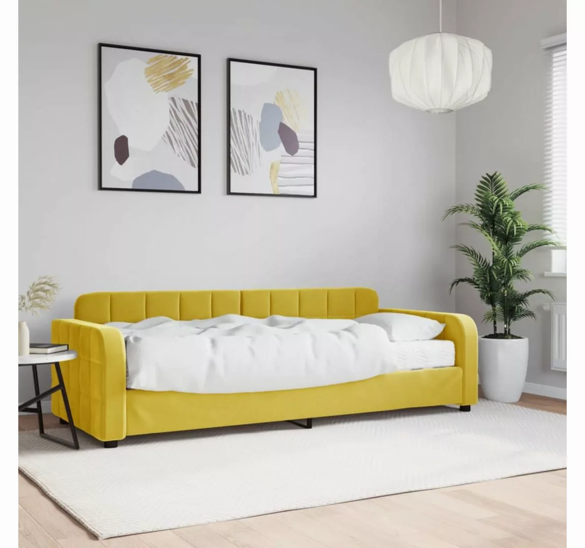 vidaXL Gästebett Gästebett Tagesbett mit Matratze Gelb 80x200 cm Samt Bett günstig online kaufen