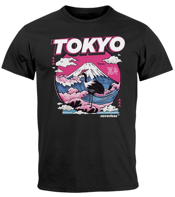 Neverless Print-Shirt Herren T-Shirt Tokyo Japan Fuji Frontprint Grafik Jap günstig online kaufen