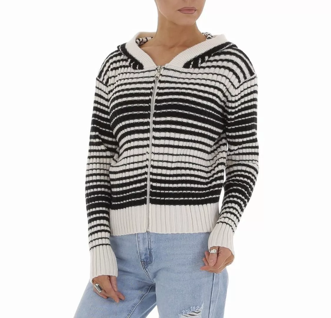 Ital-Design Strickpullover Damen Freizeit Kapuze Gestreift Stretch Strickpu günstig online kaufen