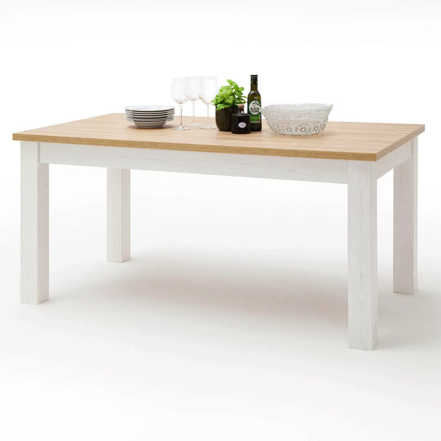 Esszimmer-Tisch BRASILIA-05 Tischplatte in Grandson Oak & Gestell Pinie Aur günstig online kaufen