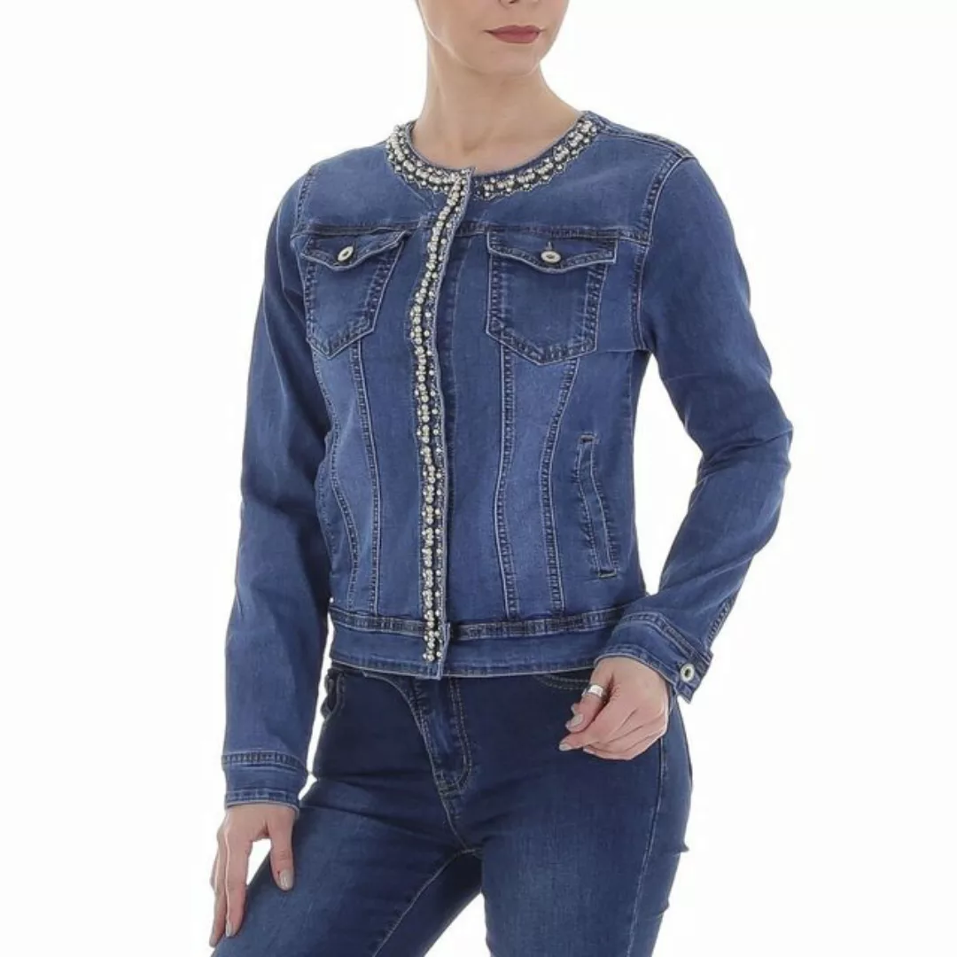 Ital-Design Jeansjacke Damen Freizeit Perlen Stretch Jeansjacke in Blau günstig online kaufen