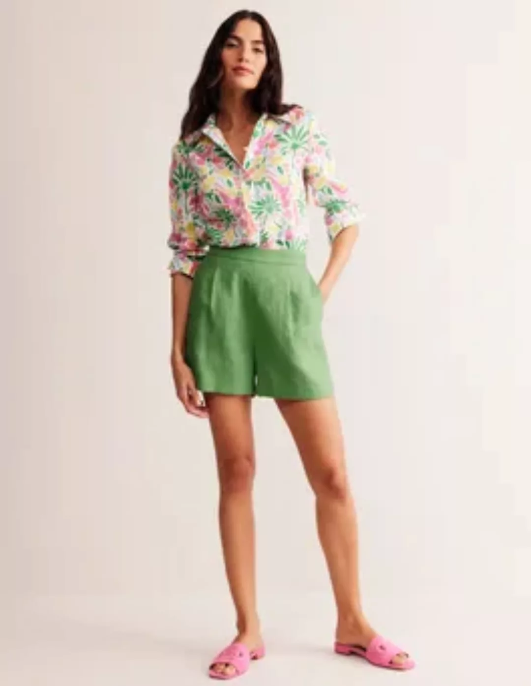 Hampstead Shorts aus Leinen Damen Boden, Grün günstig online kaufen