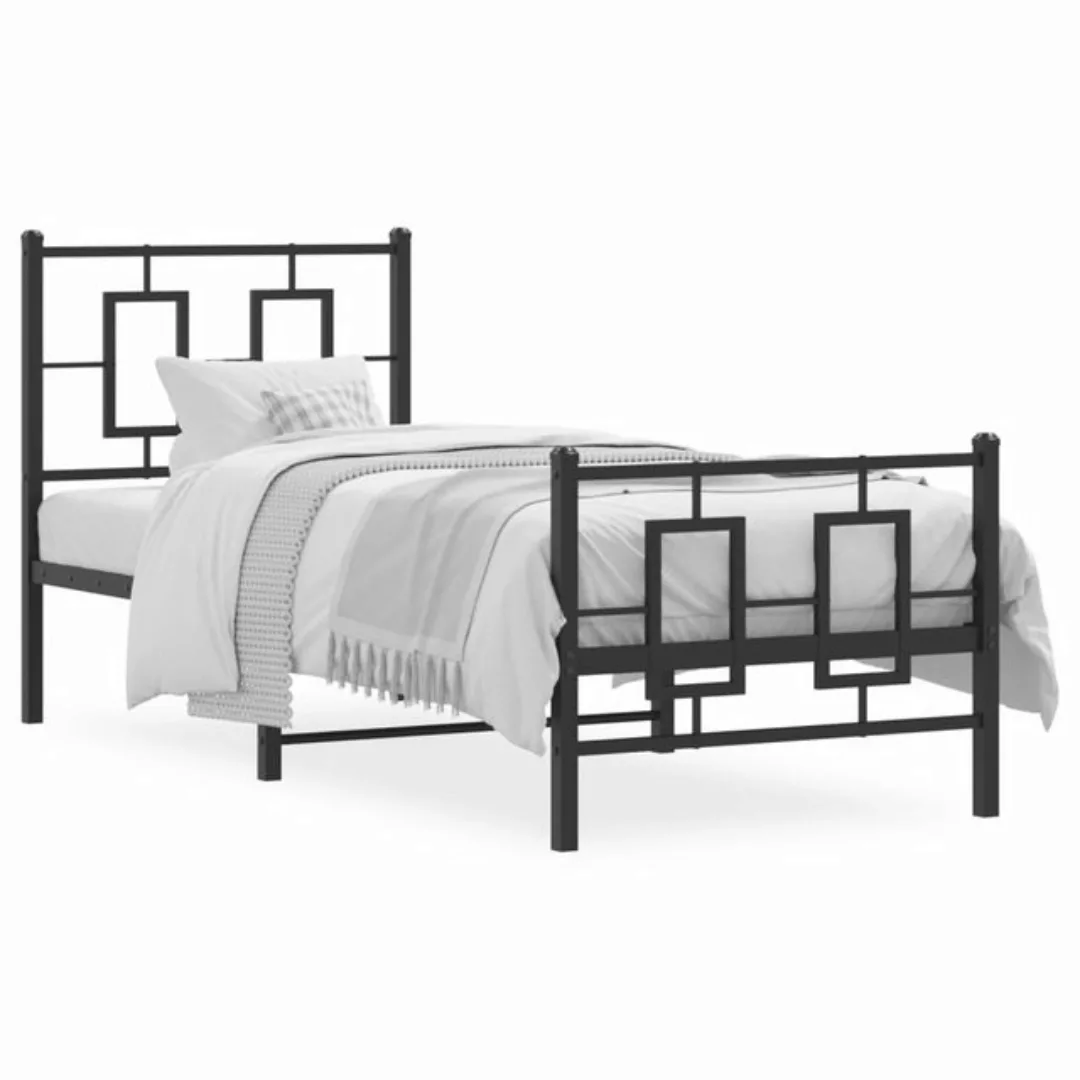 vidaXL Bett Bettgestell mit Kopf- und Fußteil Metall Weiß 75x190 cm günstig online kaufen