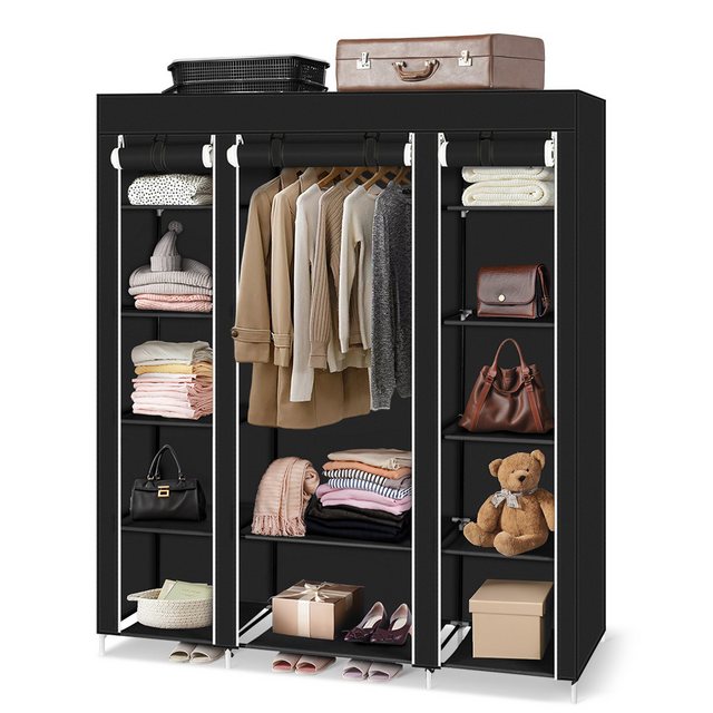 Bellavio Kleiderschrank Stoffschrank 5 Ebenen (12 Fächer, 1-St., 150x45x175 günstig online kaufen