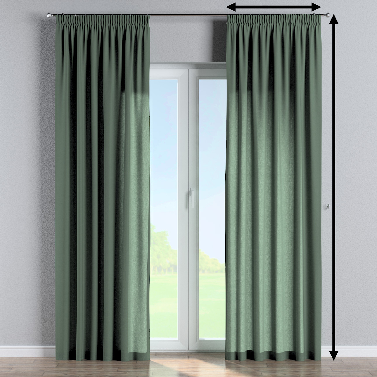 Gefütterter Vorhang mit Kräuselband, grün, Leinen (159-08) günstig online kaufen