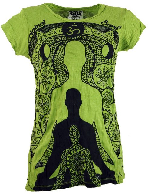 Guru-Shop T-Shirt Sure T-Shirt Meditation Buddha - lemon Festival, Goa Styl günstig online kaufen