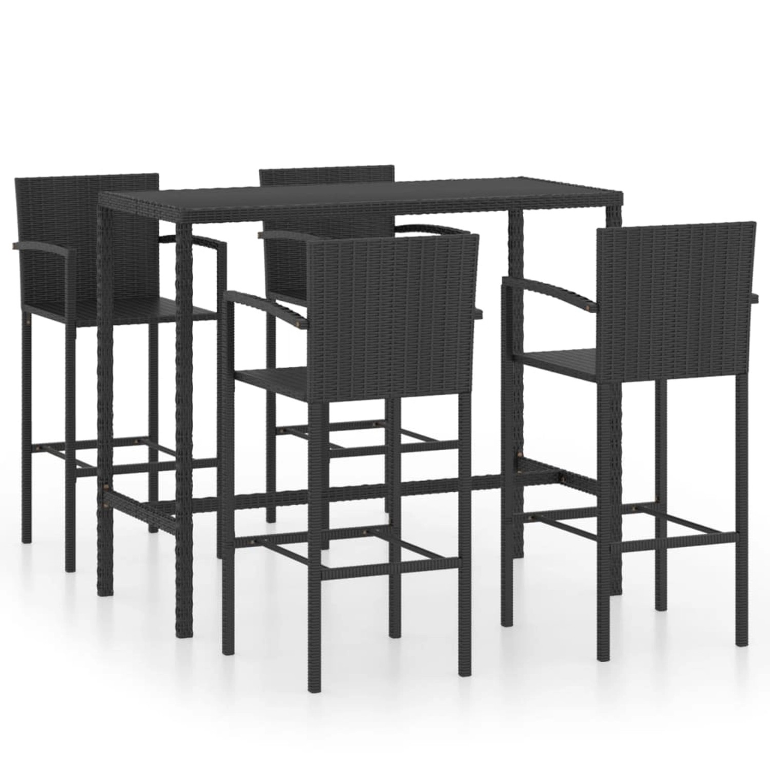 5-tlg. Gartenbar-set Poly Rattan Schwarz günstig online kaufen