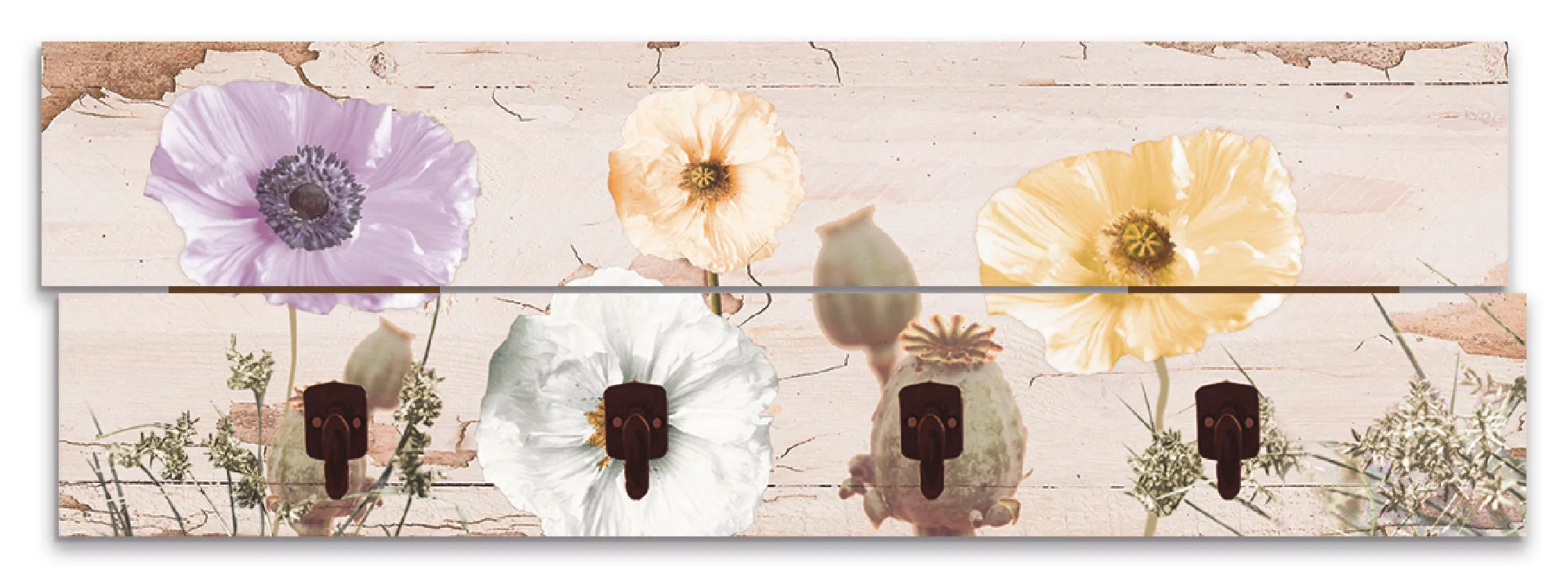 Artland Garderobenleiste »Mohnblumen auf hölzernem Untergrund« günstig online kaufen