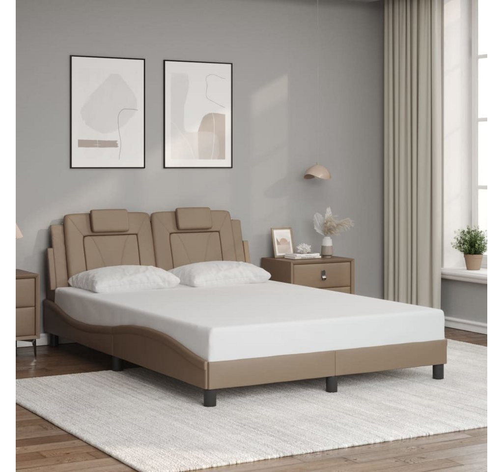 vidaXL Bett Bettgestell mit Kopfteil Cappuccino-Braun 140x200 cm Kunstleder günstig online kaufen