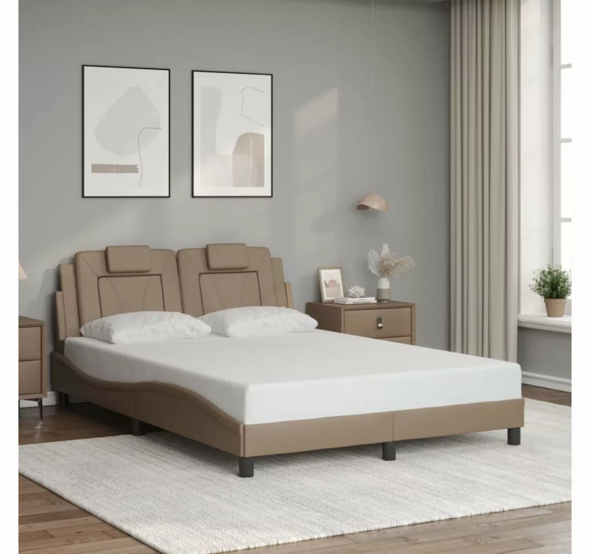 vidaXL Bett Bettgestell mit Kopfteil Cappuccino-Braun 140x200 cm Kunstleder günstig online kaufen