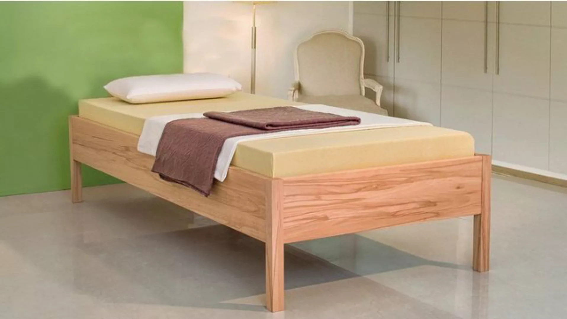 Natur24 Einzelbett Doppelbett Anna 160x200 Metallfrei Kernbuche ohne Kopfte günstig online kaufen