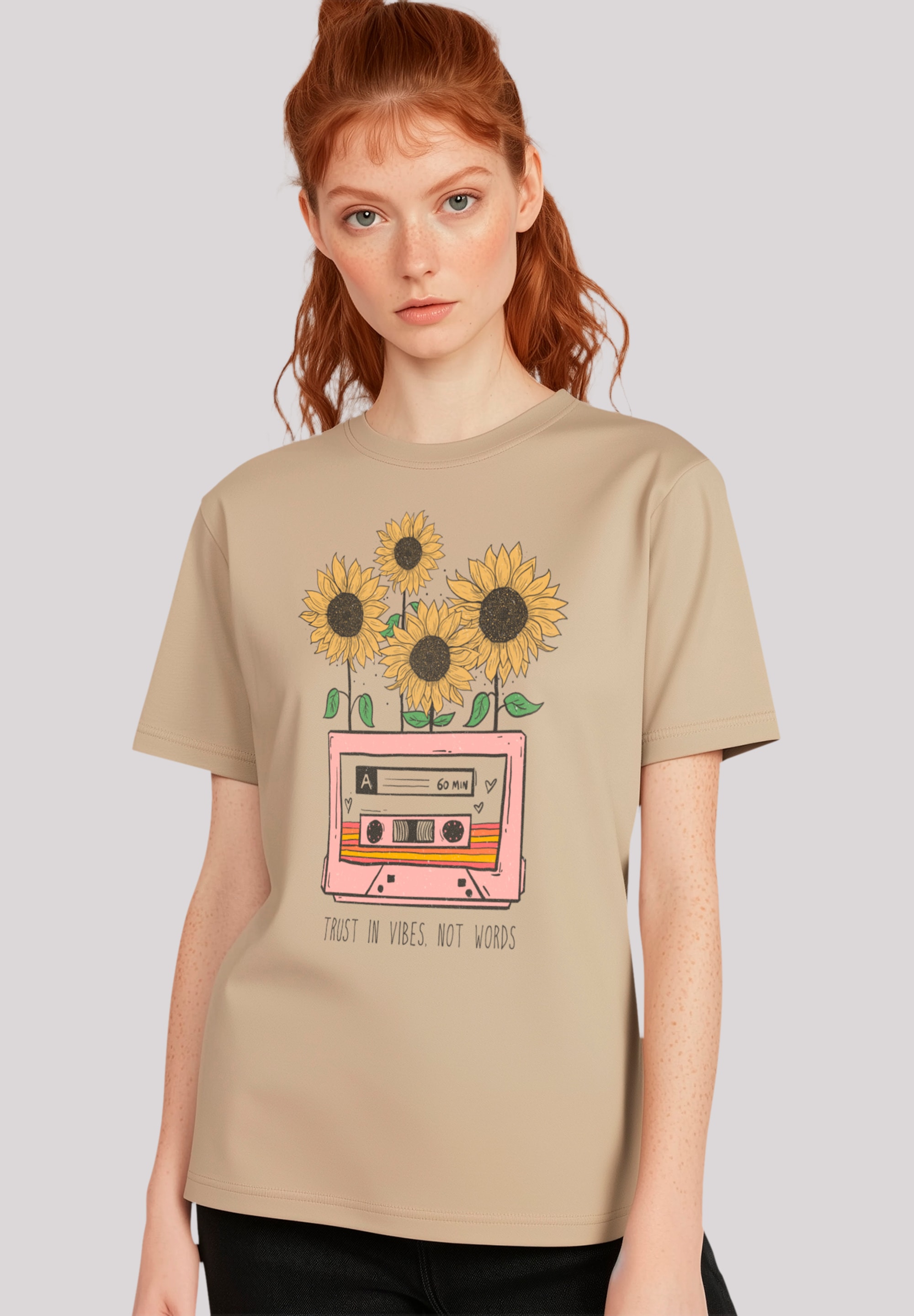 F4NT4STIC T-Shirt "Flower trust in vibes not words retro", Premium Qualität günstig online kaufen