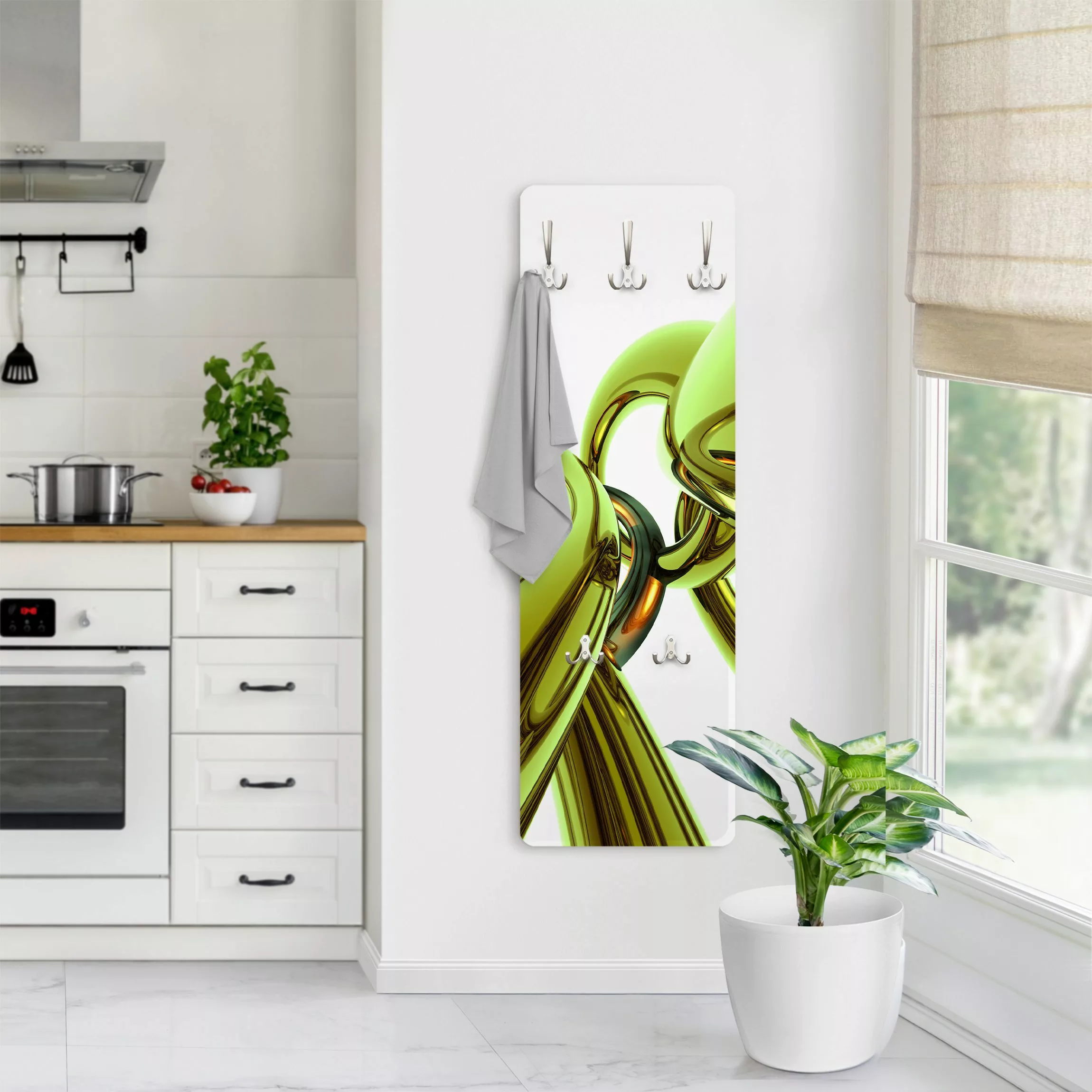 Wandgarderobe Holzpaneel Abstrakt Stunning Green Style günstig online kaufen
