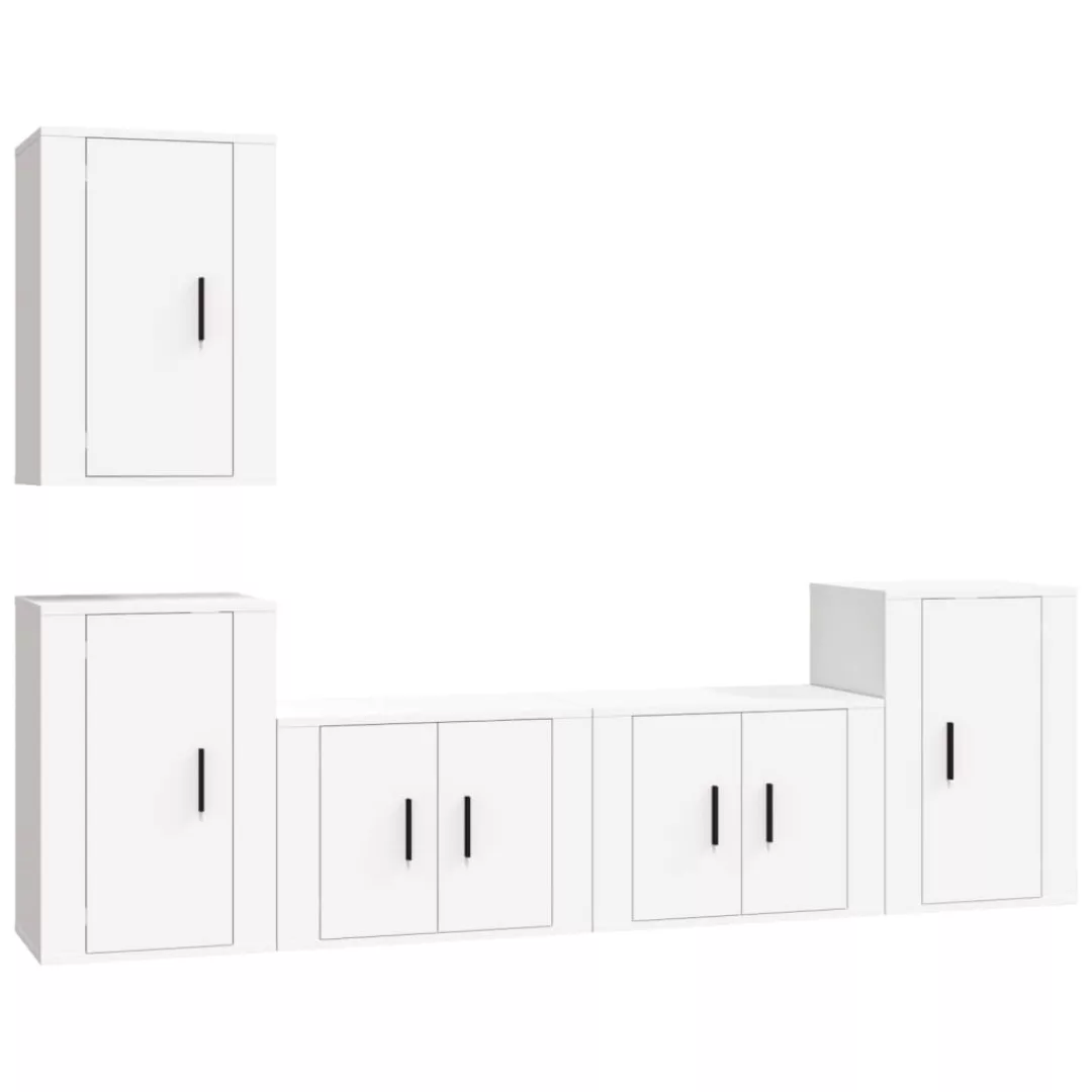 Vidaxl 5-tlg. Tv-schrank-set Weiß Holzwerkstoff günstig online kaufen