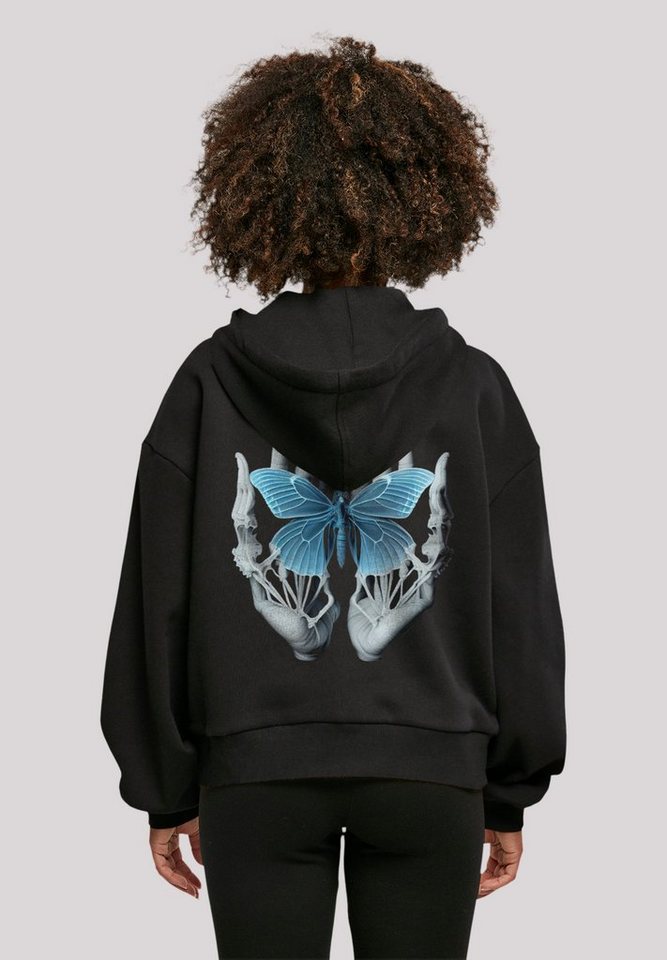 F4NT4STIC Kapuzenpullover Skelett Hand Schmetterling Print günstig online kaufen