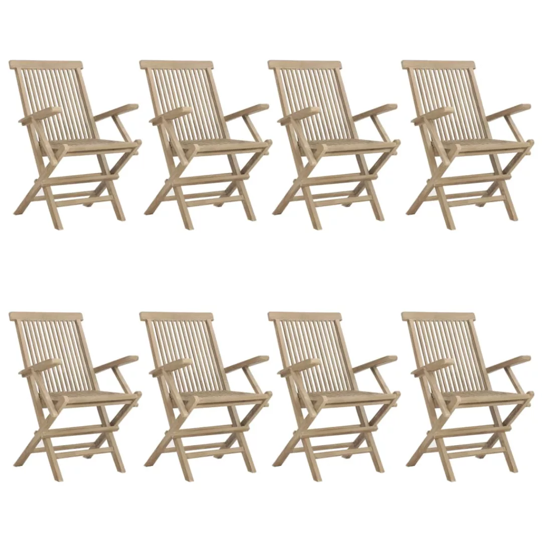 Vidaxl Gartenstühle 8 Stk. Klappbar Grau 56x61x89 Cm Massivholz Teak günstig online kaufen