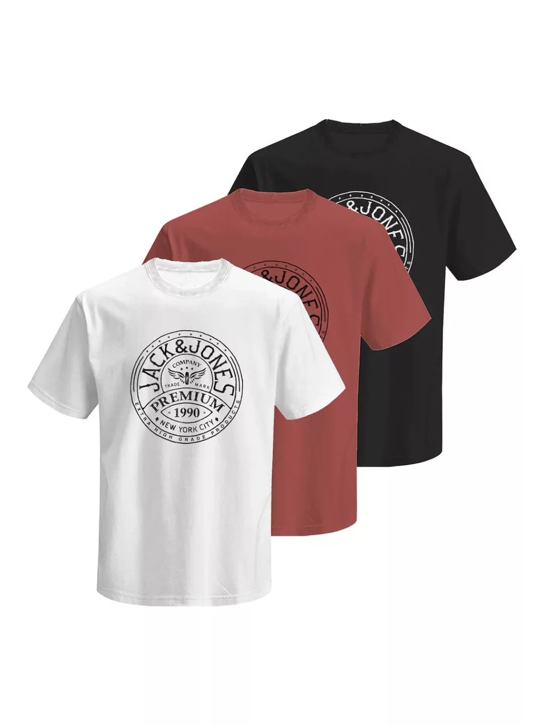 Jack & Jones Rundhalsshirt "JPRBLUZACK SS TEE FST 3PK MP", (Packung, 3 tlg. günstig online kaufen