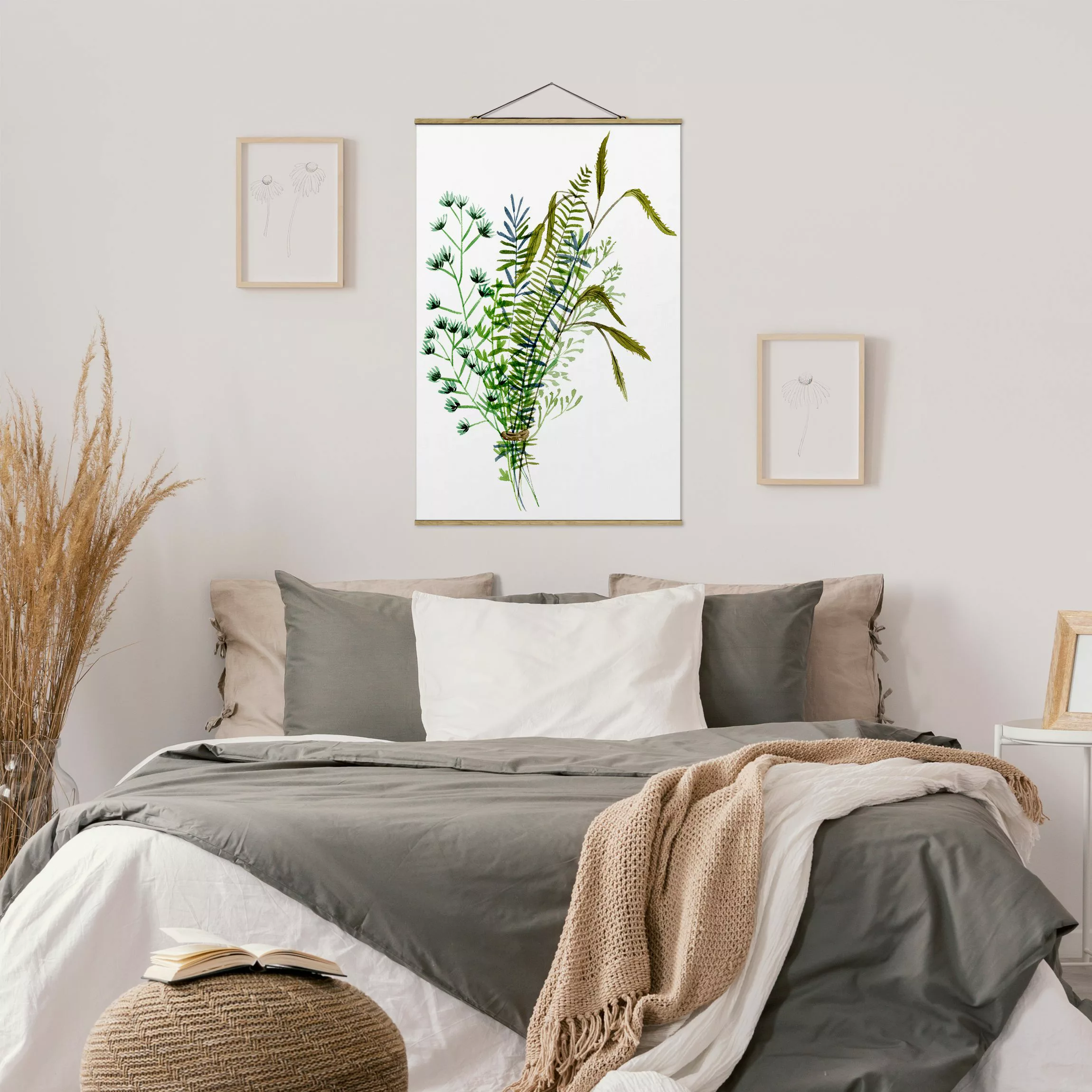Stoffbild Blumen mit Posterleisten - Hochformat Wiesengräser II günstig online kaufen