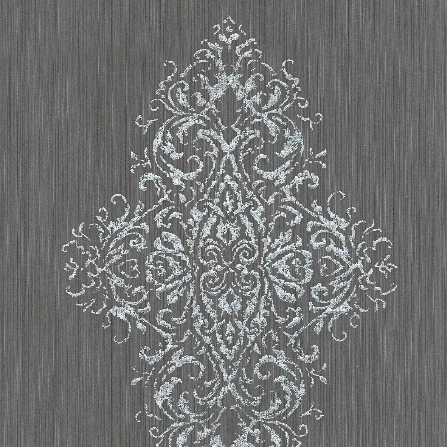 Bricoflor Neobarock Tapete mit Glitzer in Silber Ornament Textiltapete in a günstig online kaufen