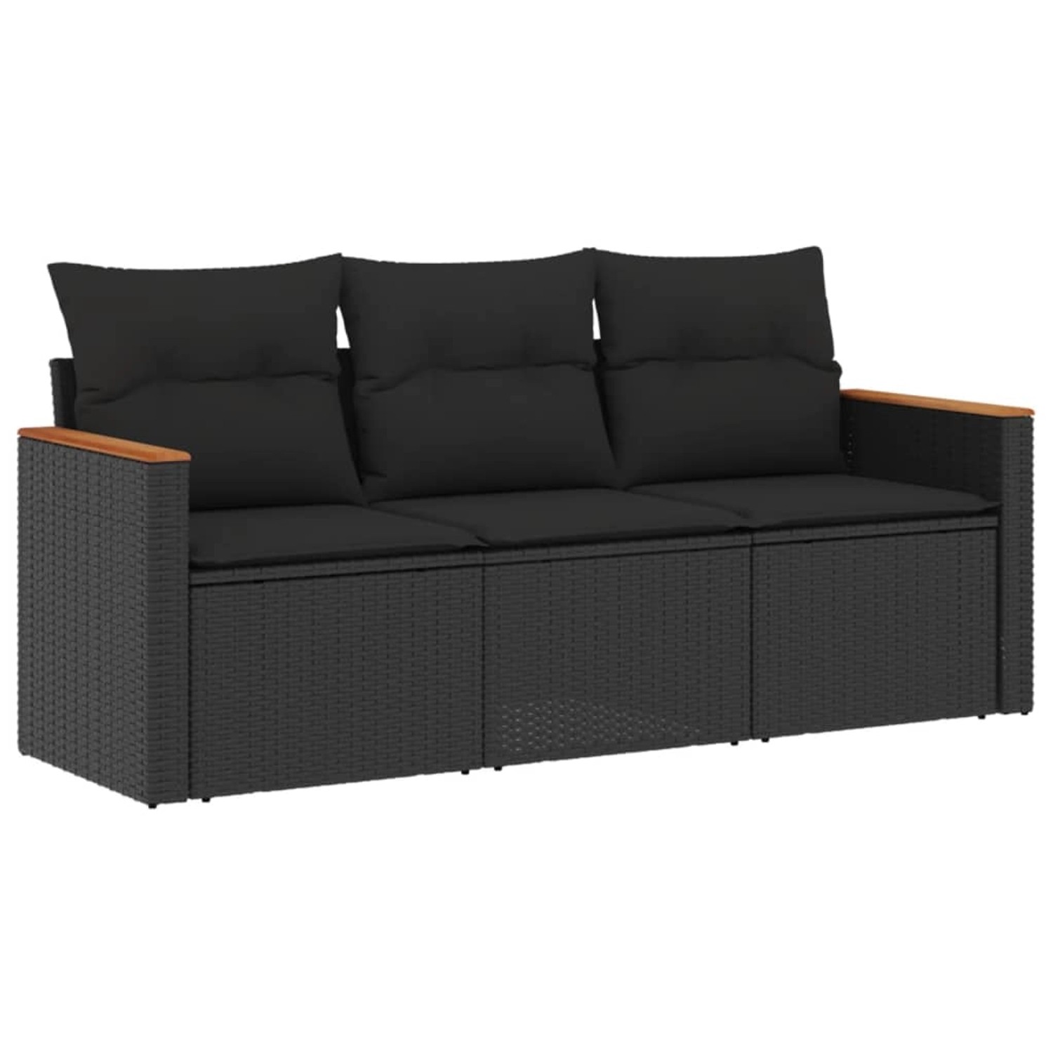 vidaXL 3-Tlg Garten-Sofagarnitur mit Kissen Schwarz Poly Rattan 3258156 günstig online kaufen