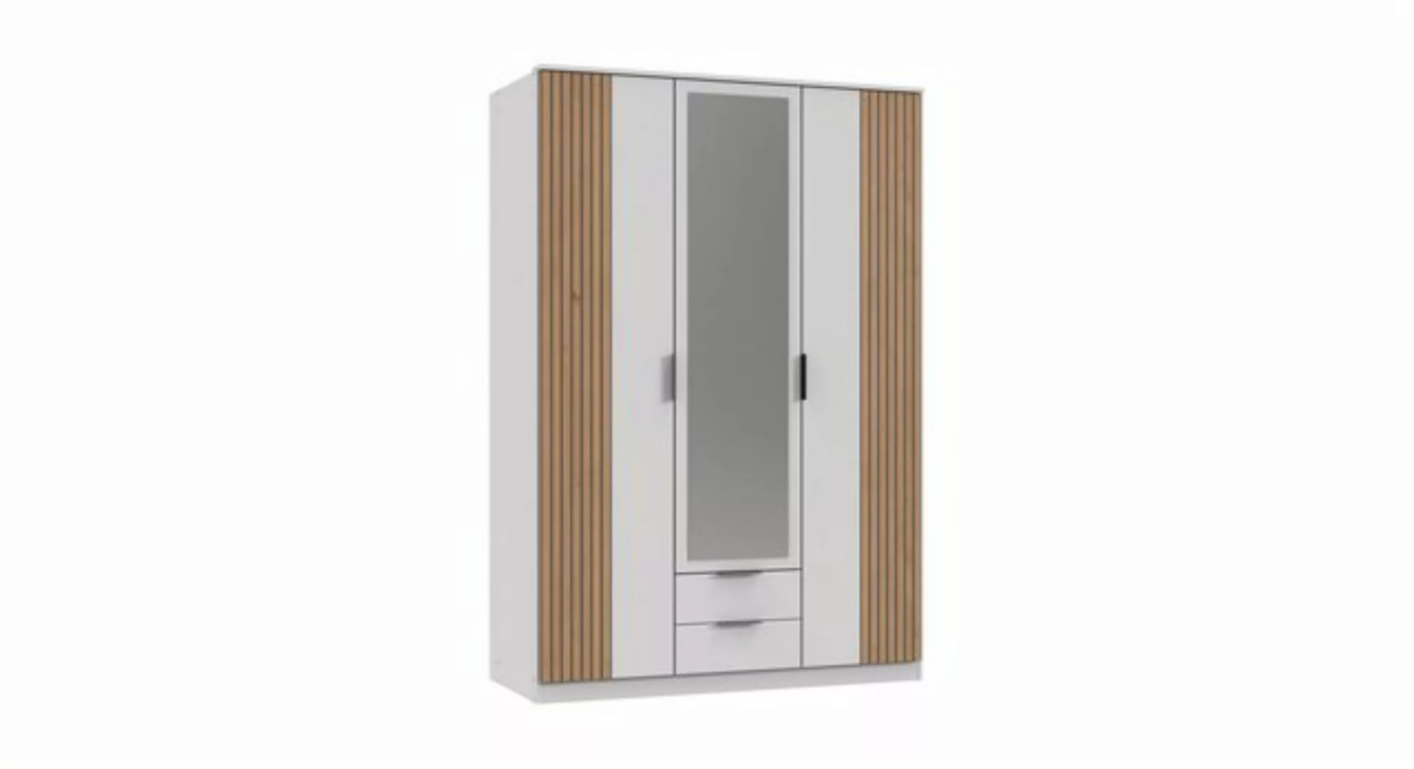 freiraum Drehtürenschrank Rügen in WEISS / LAMELLEN ARTISAN DEKOR - 135x199 günstig online kaufen