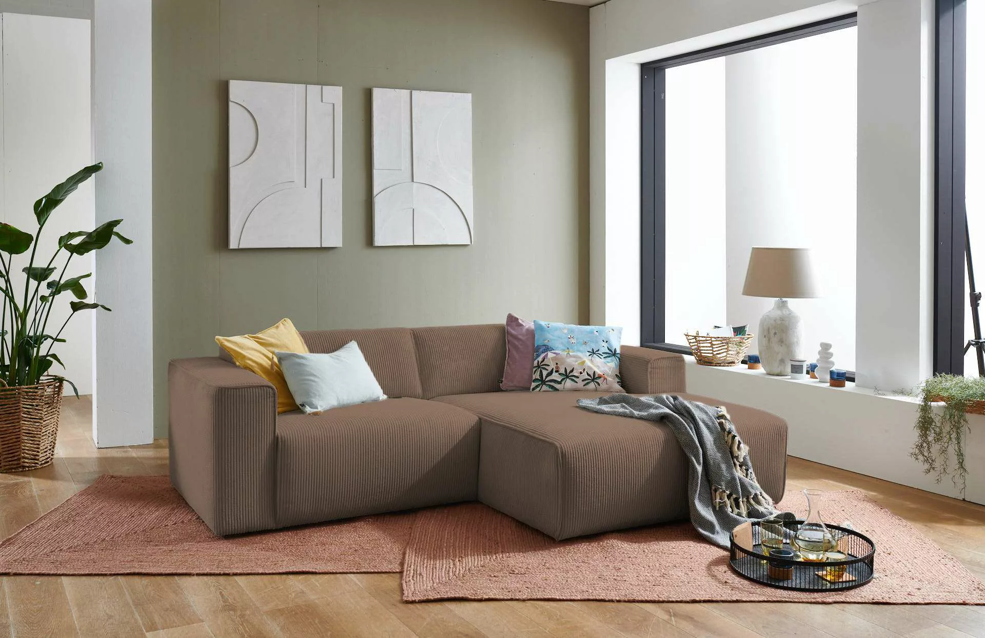 andas Ecksofa "Noord", mit Kedernaht, Breite 234 cm, Cord, Struktur, Websto günstig online kaufen