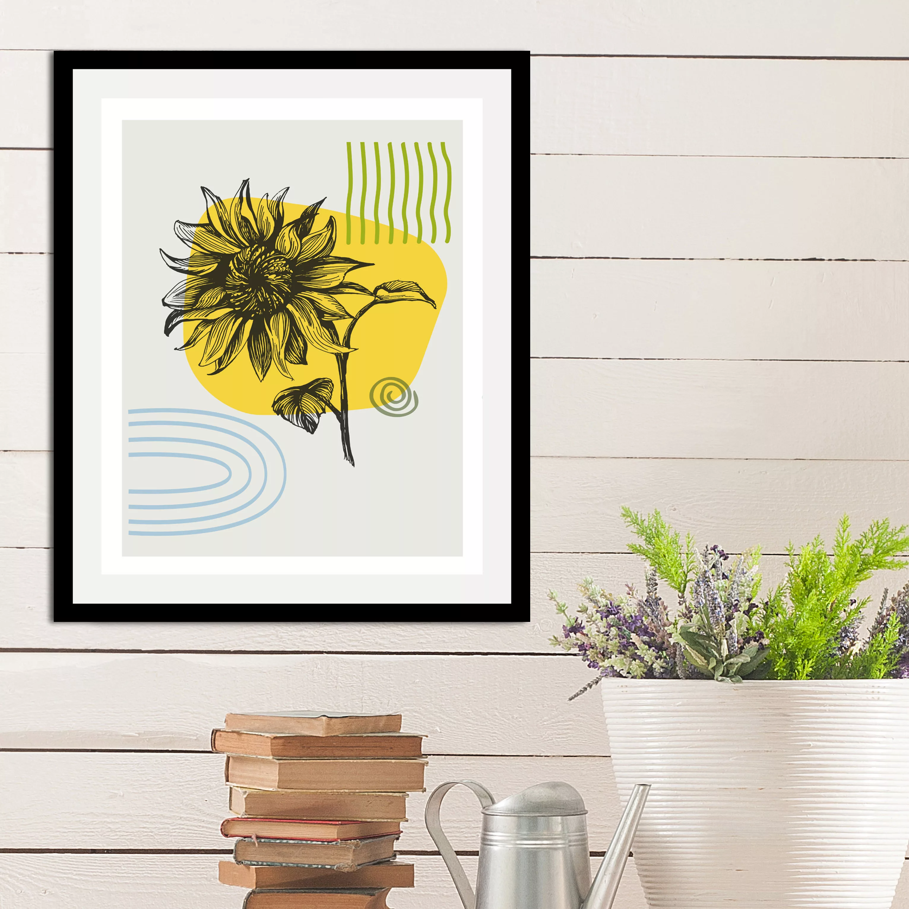 queence Bild "Sunflower", (1 St.), HD Premium Poster-Druck inkl. Holzrahmen günstig online kaufen