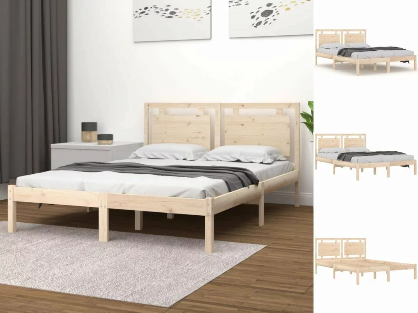 vidaXL Bettgestell Massivholzbett 160x200 cm Bett Bettgestell Doppelbett Be günstig online kaufen