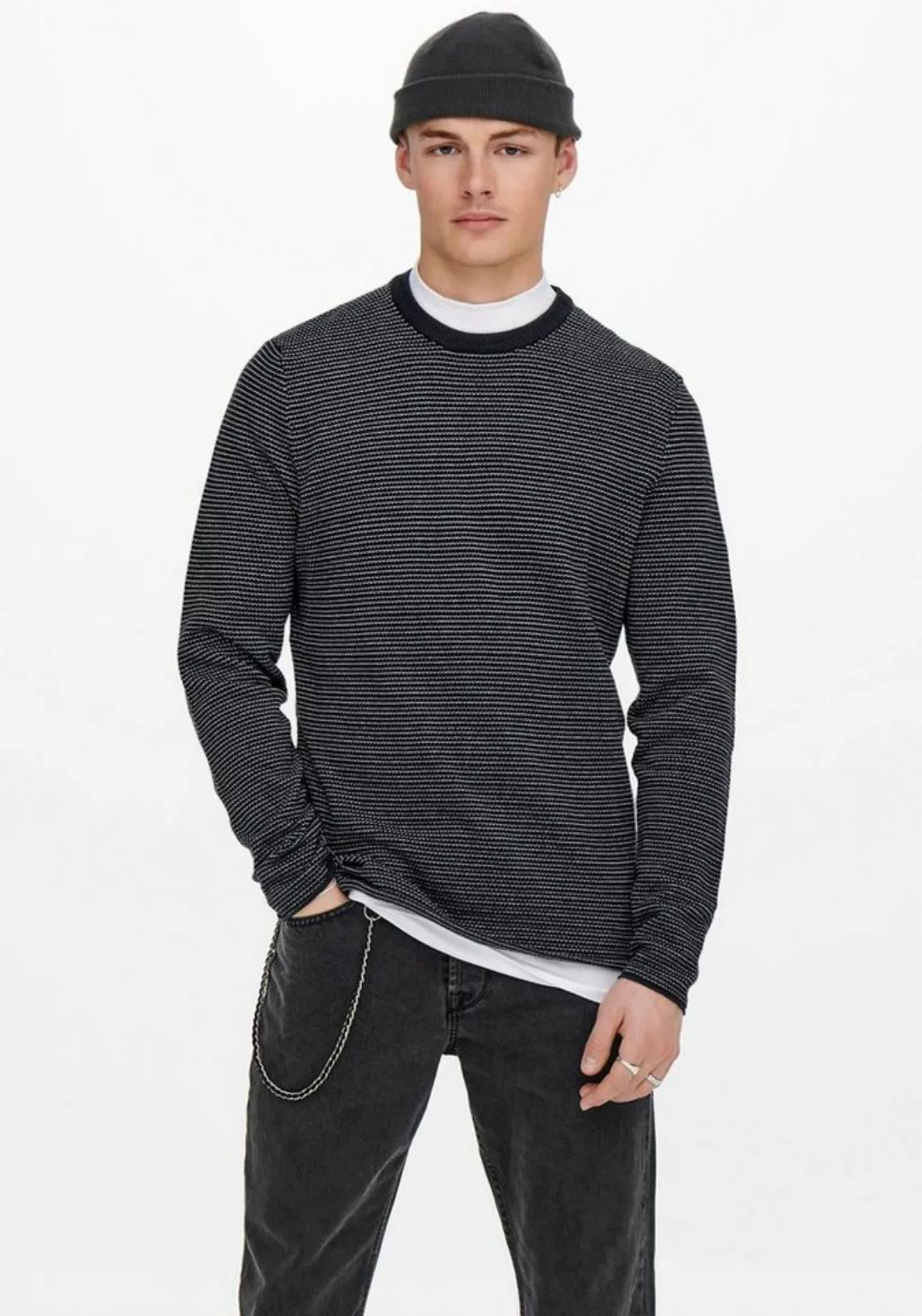 ONLY & SONS Rundhalspullover ONSNIGUEL 12 STRIPE CREW KNIT günstig online kaufen