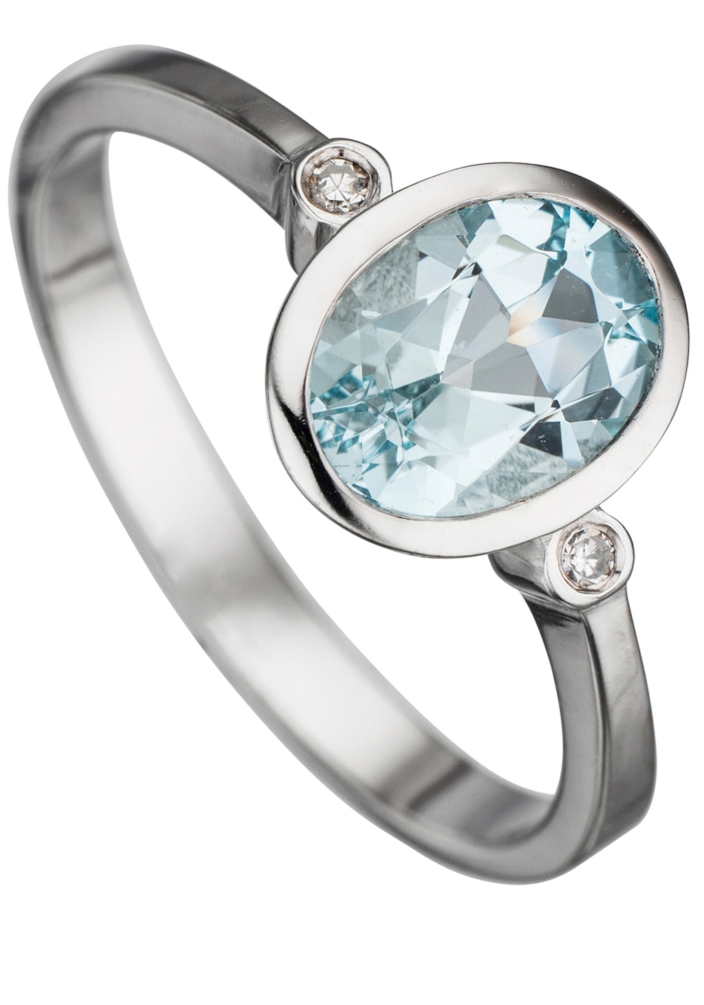 JOBO Diamantring "Ring mit Aquamarin und 2 Diamanten", 585 Weißgold günstig online kaufen