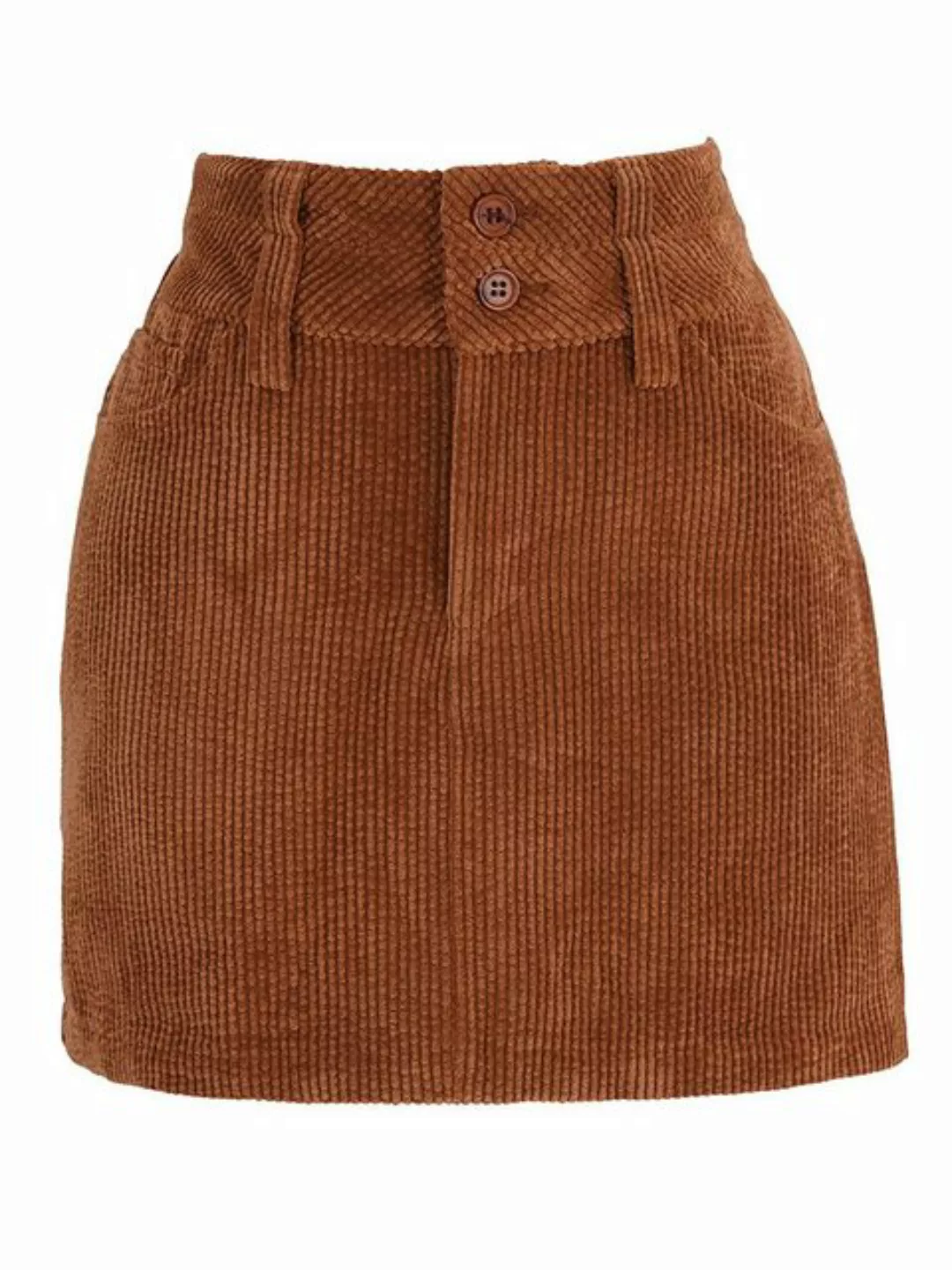 Freshlions A-Linien-Rock Freshlions Corduroy Side Slit Mini Skirt camel XL günstig online kaufen