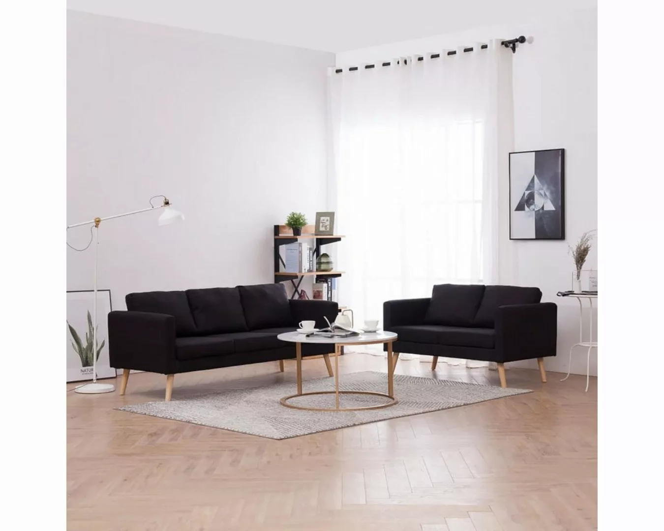 DOTMALL Big-Sofa 2-teilige Sofagarnitur, Stoff, Schwarz günstig online kaufen