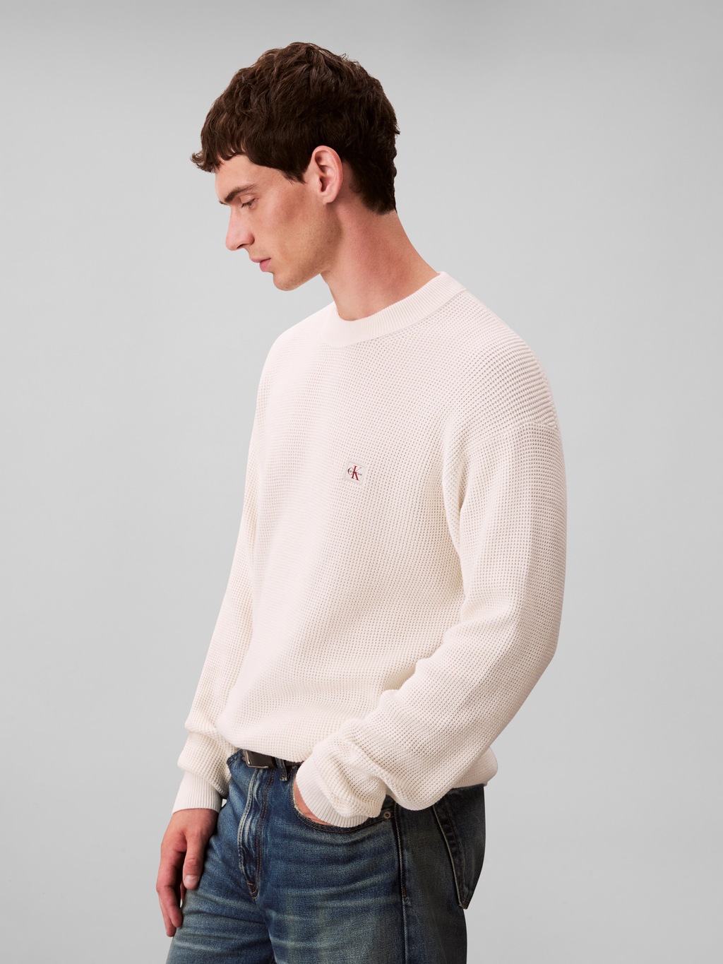 Calvin Klein Jeans Rundhalspullover "LS EZ COTTON WAFFLE CRWNK SWTR 9", Run günstig online kaufen