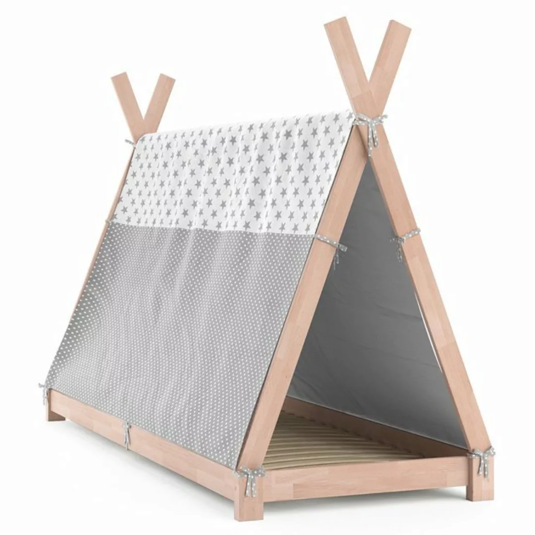 VitaliSpa® Kinderbett Tipi, Naturholz, 90x200 cm mit Überwurf günstig online kaufen