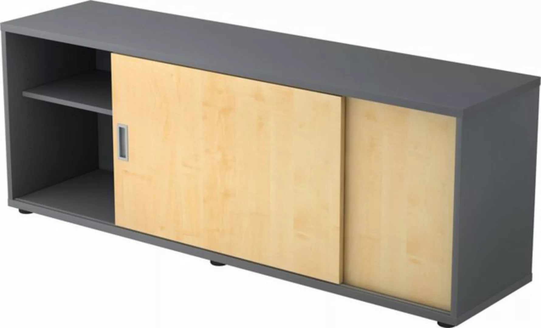 Aktenschrank Sideboard 1,5 OH BxTxH 160x40x59,6cm Graphit/Ahorn günstig online kaufen