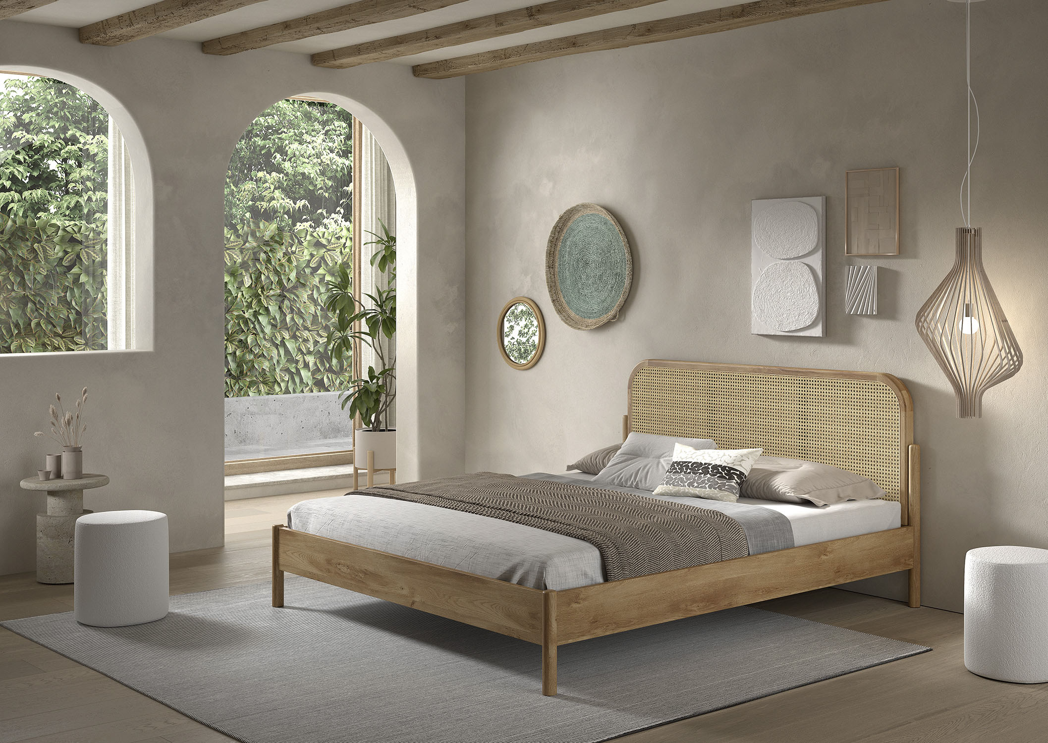 Home affaire Bettgestell »Olive, Bettpfosten Eiche massiv und furnierten Be günstig online kaufen
