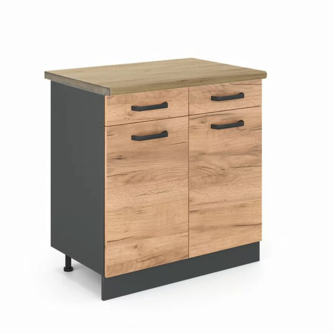 Vicco Unterschrank R-Line, Goldkraft Eiche/Anthrazit, 80 cm, AP Eiche günstig online kaufen